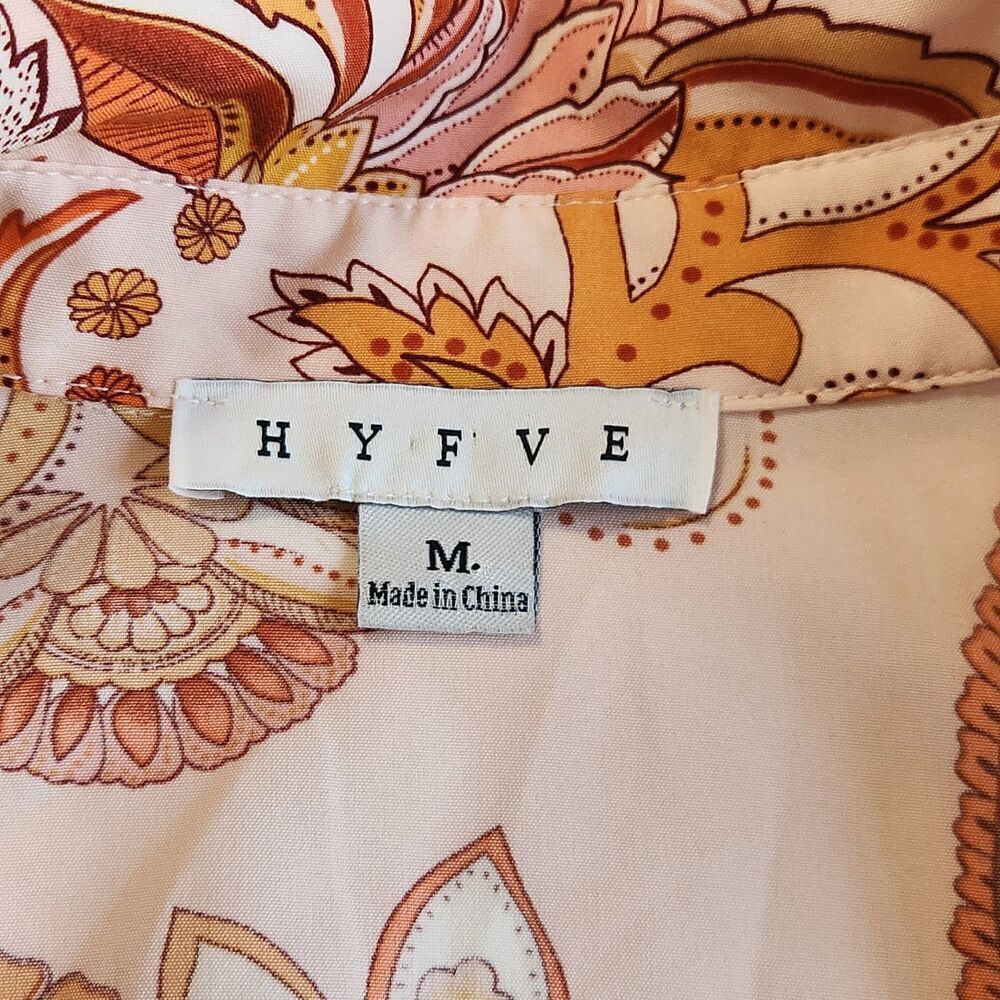 Hyfve Paisley Floral Fairycore Peasant Cropped Tie Shirt Sz M - Picture 5 of 9
